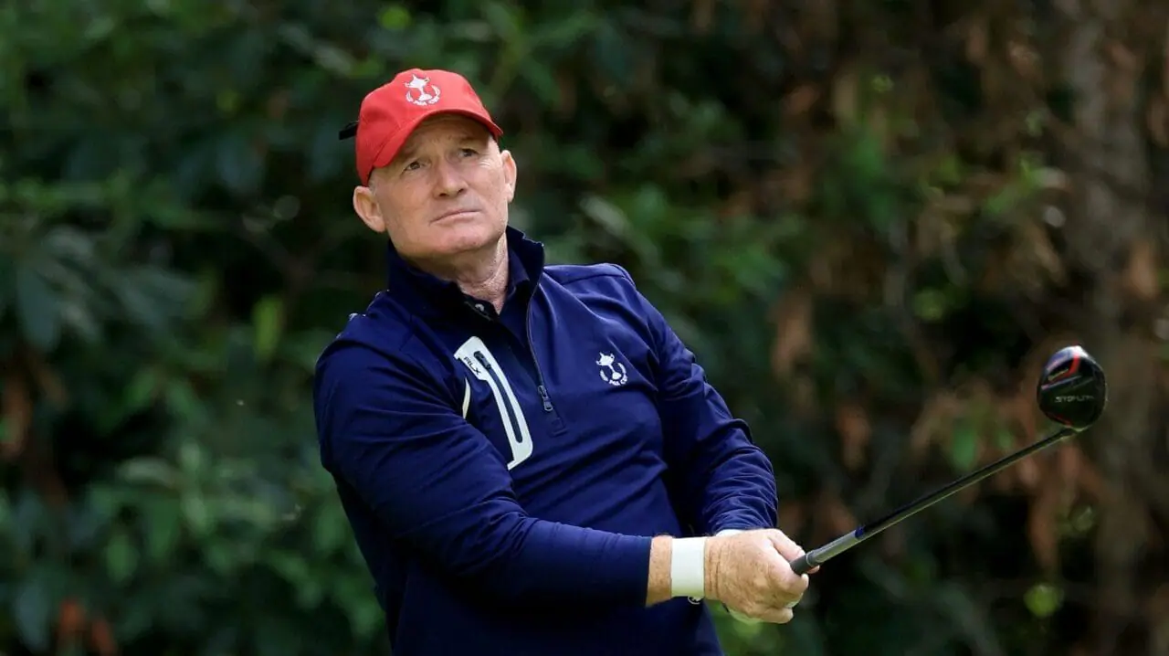 Frank Bensel Jr. in action during the 2022 PGA Cup at Foxhills Club and Resort in Ottershaw, England. On Friday, Bensel beat the odds and made two holes-in-one in a single round,(Photo by David Cannon/Getty Images via CNN Newsource)