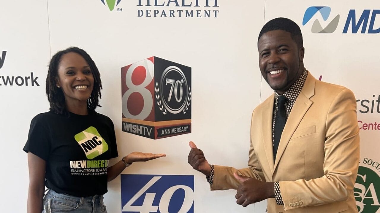 News 8 reporter Brittany Noble (left) and Daybreak anchor Jeremy Jenkins were among the thousands of visitors to the 53rd annual Indiana Black Expo Summer Celebration, which wrapped up Sunday. (WISH Photo/Brittany Noble)