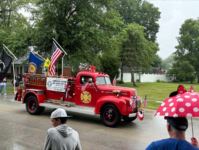 A firetruck arrives at the July 4th extravaganza parade in Brownsburg, Indiana. (WISH PHOTO)
