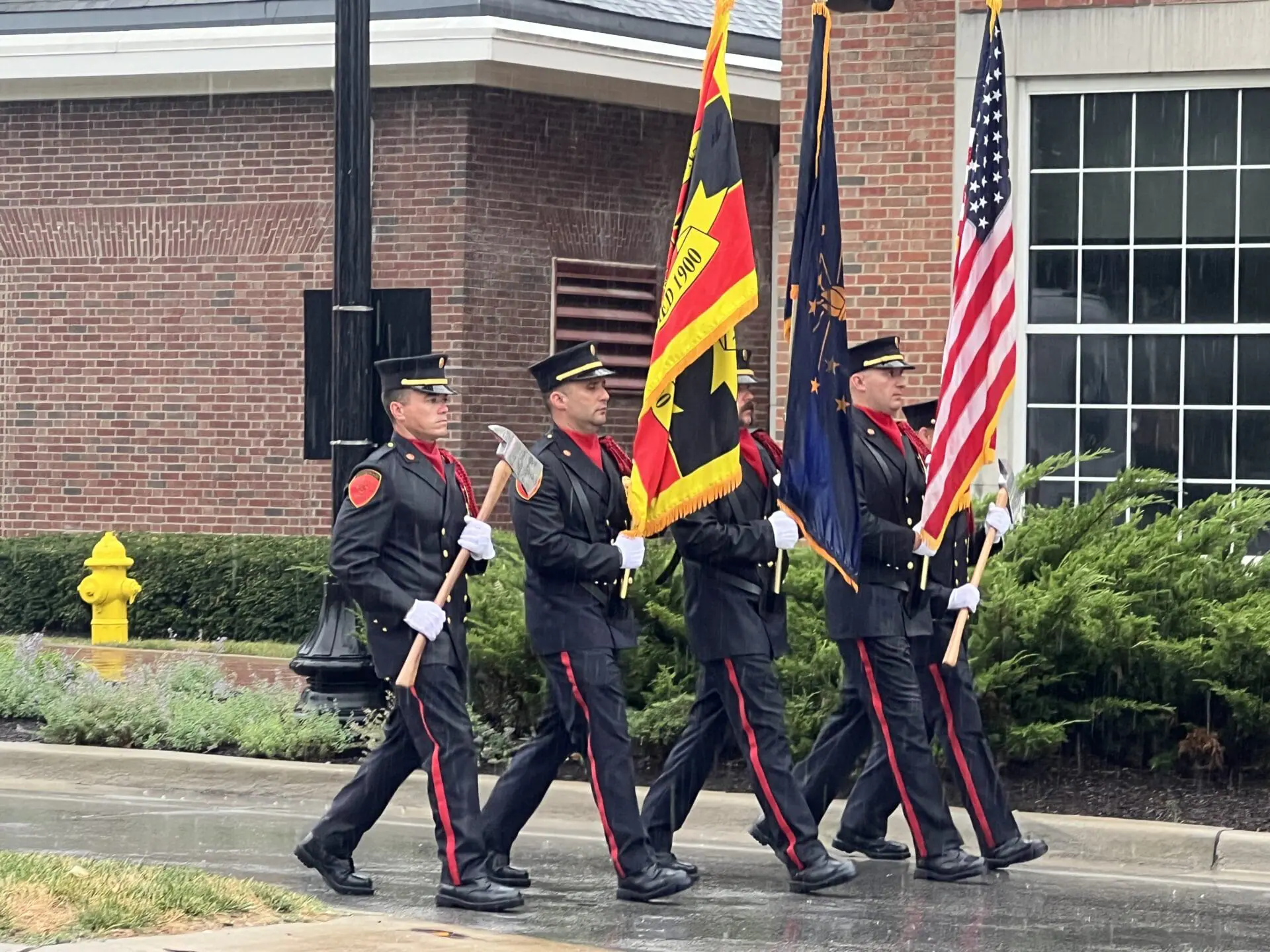 Members of the fire department prepare for the annual CarmelFest Parade. (WISH PHOTO)