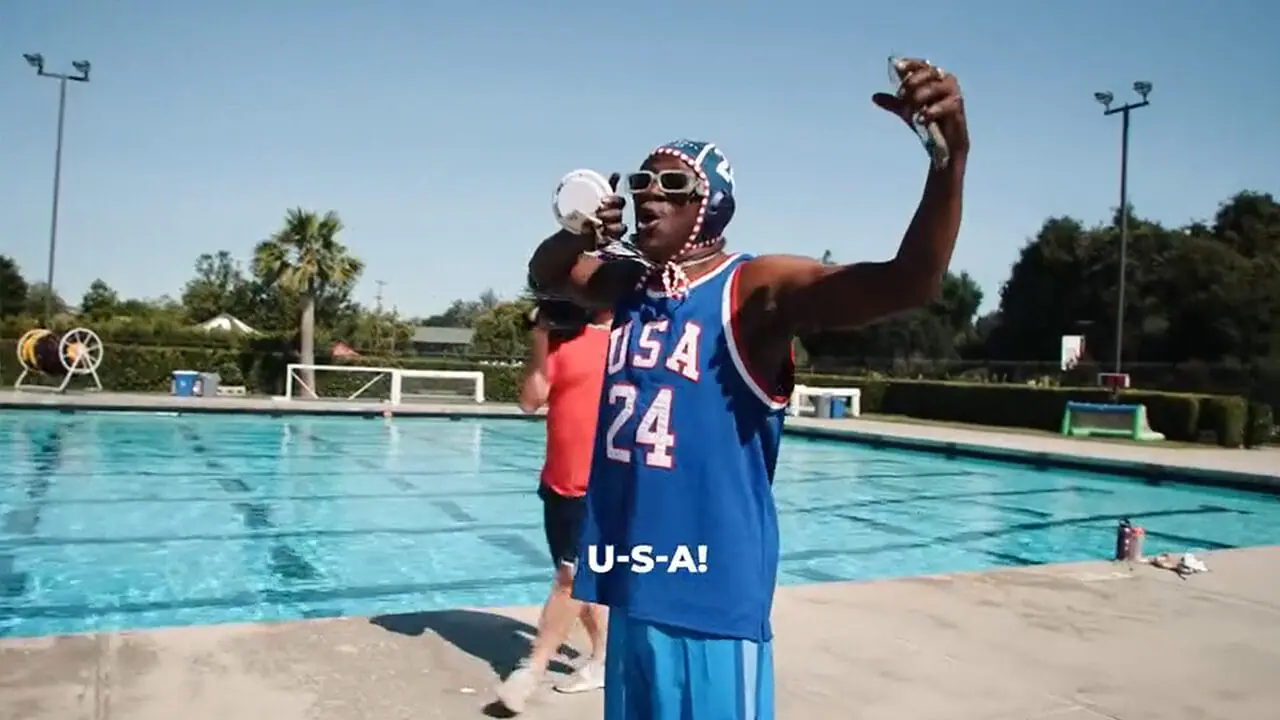 Rapper and USA Water Polo hype man Flavor Flav chants 