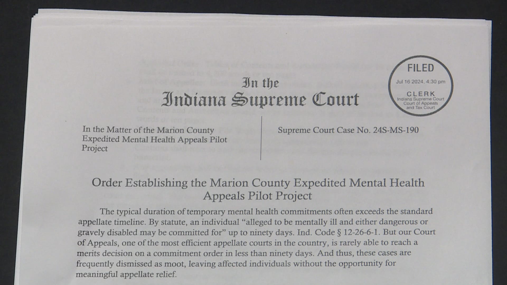 Indiana Supreme Court speeds up process for expedited mental health appeals