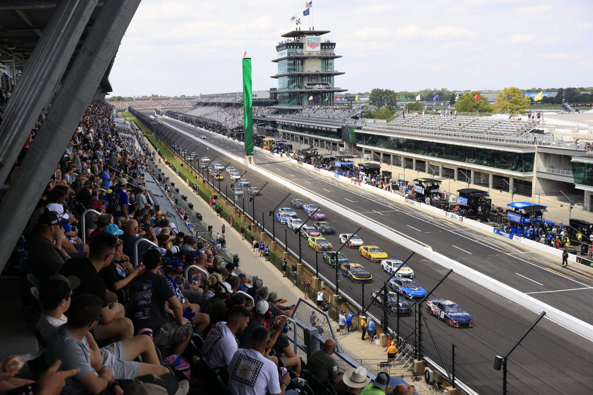 A general view of racing. during the NASCAR Cup Series Brickyard 400 at Indianapolis Motor Speedway on July 21, 2024 in Indianapolis, Indiana. (Photo by Justin Casterline/Getty Images)