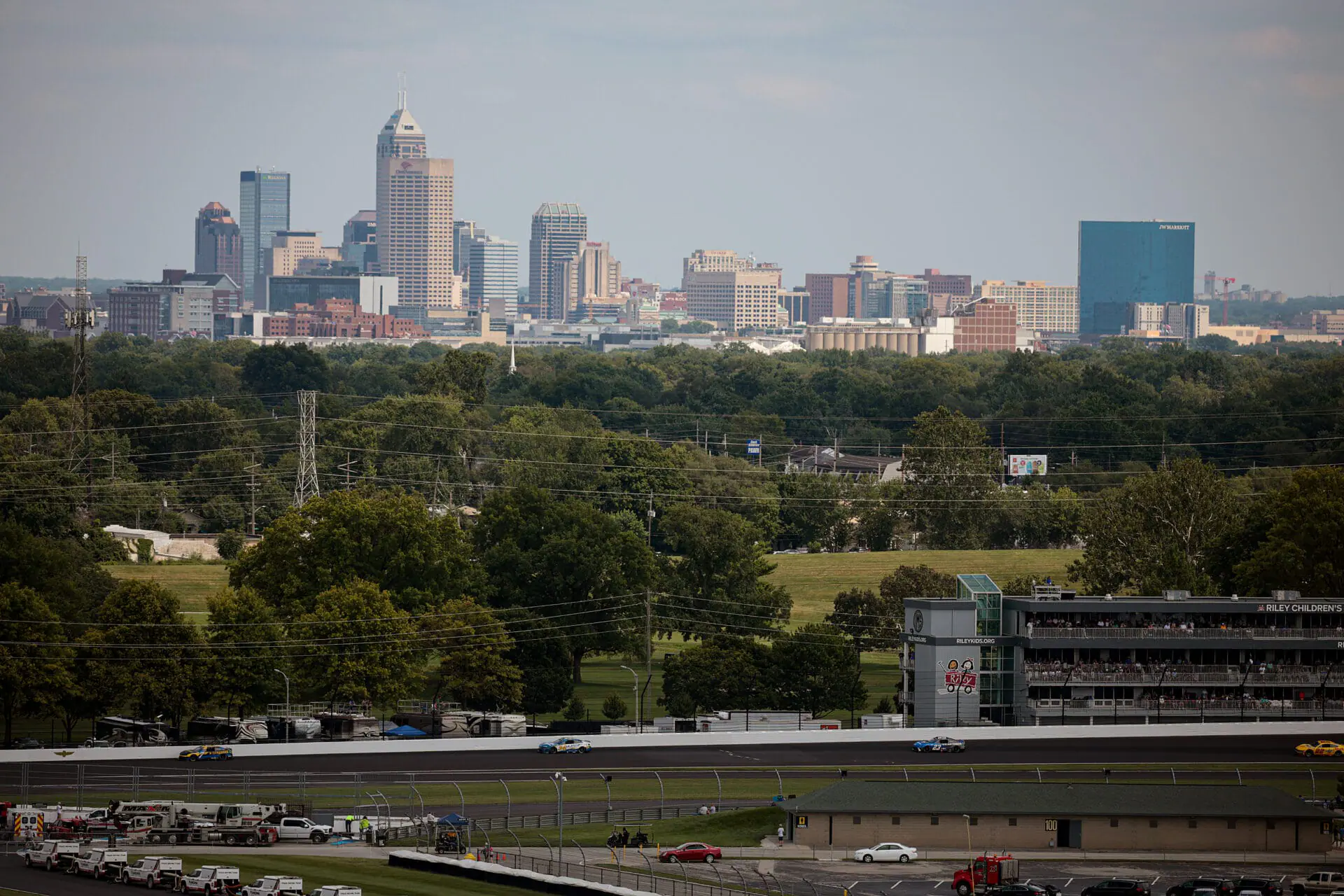 A general view of racing. during the NASCAR Cup Series Brickyard 400 at Indianapolis Motor Speedway on July 21, 2024 in Indianapolis, Indiana. (Photo by James Gilbert/Getty Images)