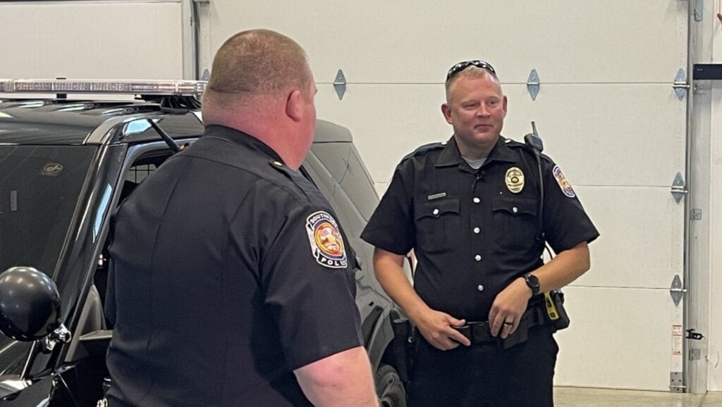 Lt. Tony Wilson (right) with the Southport Police Department. Wilson was exposed to and overdosed on fentanyl during a traffic stop at U.S. 31 and County Line Road on July 19, 2024. (Provided Photo/Southport Police Department)