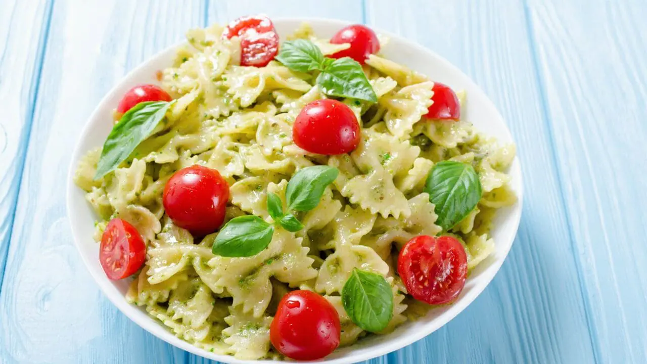 bowtie pasta salad plated