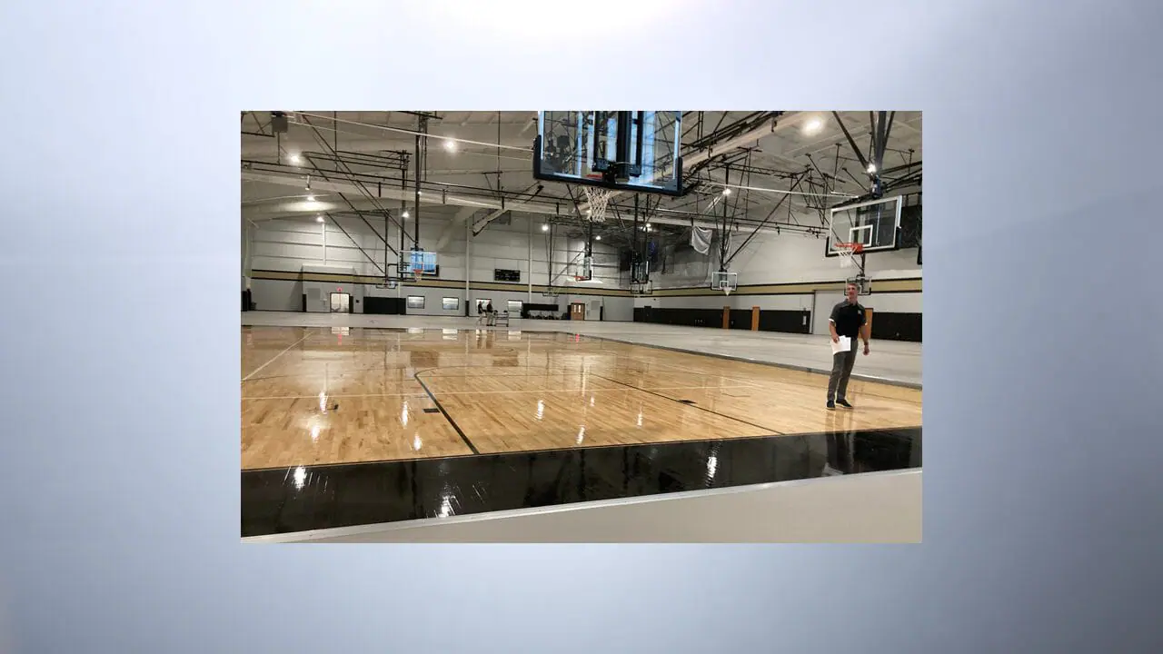 Noblesville High School’s (NHS) athletic and academic expansions are nearing the finish line after 18 months of work. The basketball court shown here is among the many new additions. (Photo by Anna Mitchell/The Reporter)