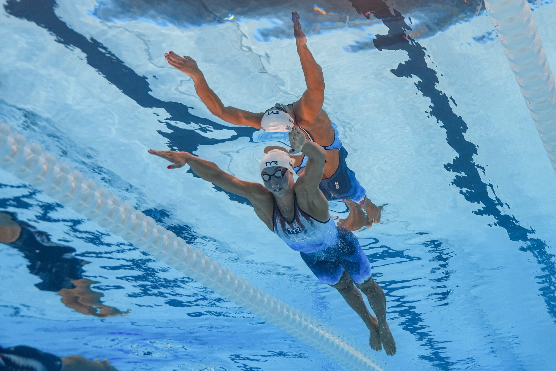 Torri Huske, of the United States, competes in the women's 100-meter butterfly semifinal at the 2024 Summer Olympics, Saturday, July 27, 2024, in Nanterre, France. (AP Photo/David J. Phillip)