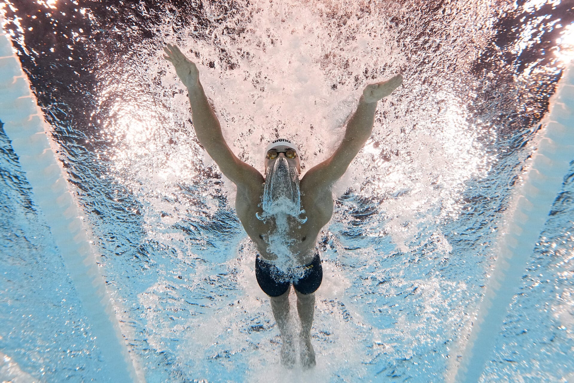 Petar Petrov Mitsin, of Bulgaria, competes during a heat in the men's 200-meter butterfly at the 2024 Summer Olympics, Tuesday, July 30, 2024, in Nanterre, France. (AP Photo/David J. Phillip)