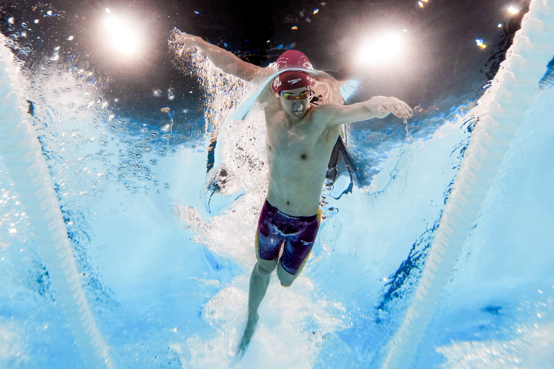 Pan Zhanle, of China, competes in the men's 100-meter freestyle final at the 2024 Summer Olympics, Wednesday, July 31, 2024, in Nanterre, France. He set a new world record winning gold. (AP Photo/David J. Phillip)