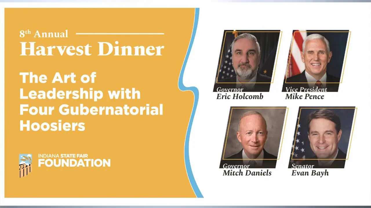 Current Indiana Governor Eric Holcomb will be joined by former governors Mike Pence, Mitch Daniels, and Evan Bayh for a friendly conversation about their approach to leadership, their time as governor, and their impact on Indiana over the last 35 years. (Provided Photo/Indiana State Fair Foundation)