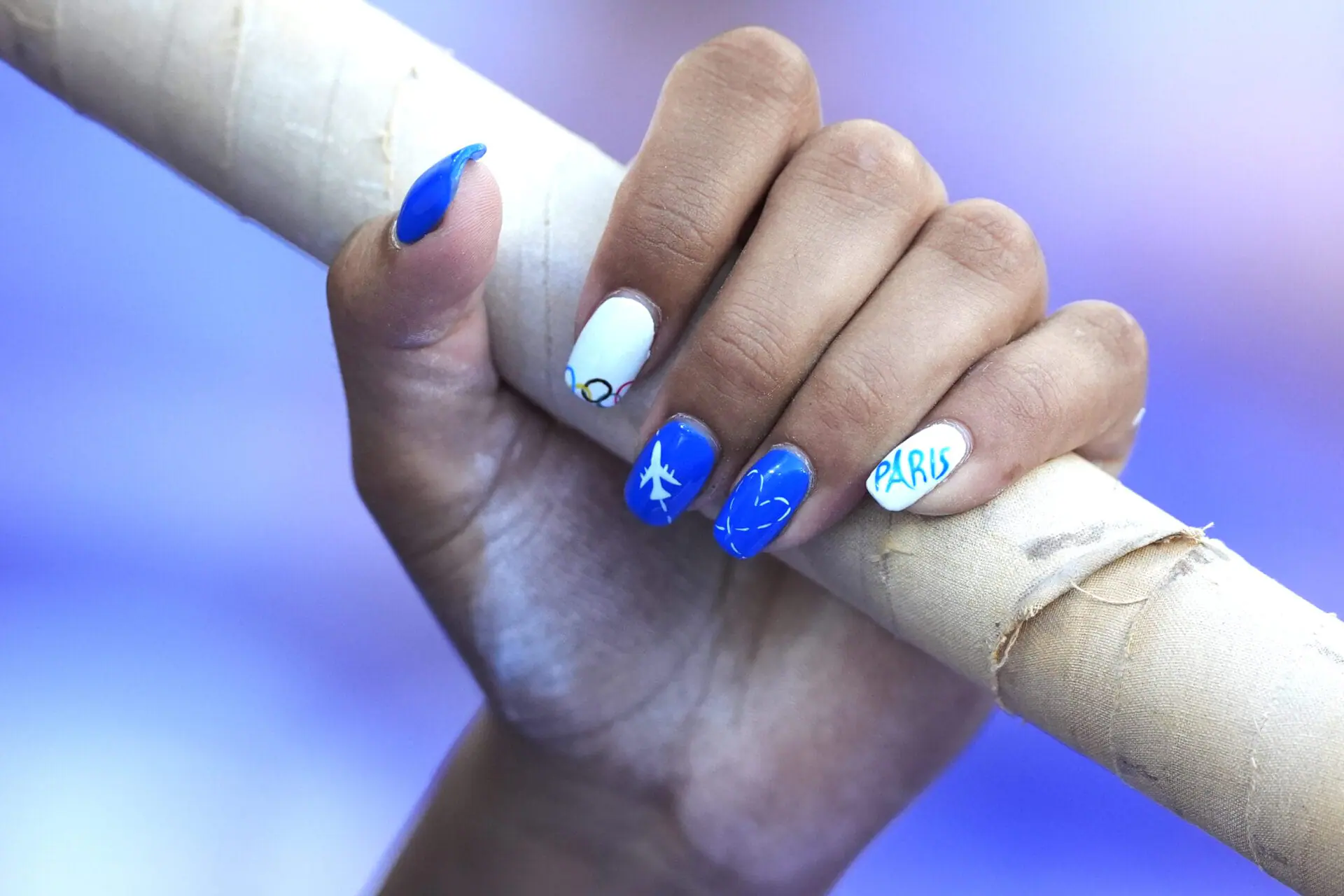 Eleni-Klaoudia Polak, of Greece, prepares for the women's pole vault qualification at the 2024 Summer Olympics, Monday, Aug. 5, 2024, in Saint-Denis, France. (AP Photo/Matthias Schrader)