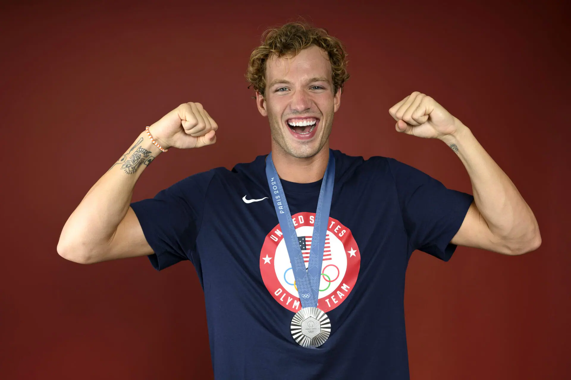 Olympian Drew Kibler of Team United States poses on the Today Show Set on July 31, 2024 in Paris, France. (Photo by Kristy Sparow/Getty Images)