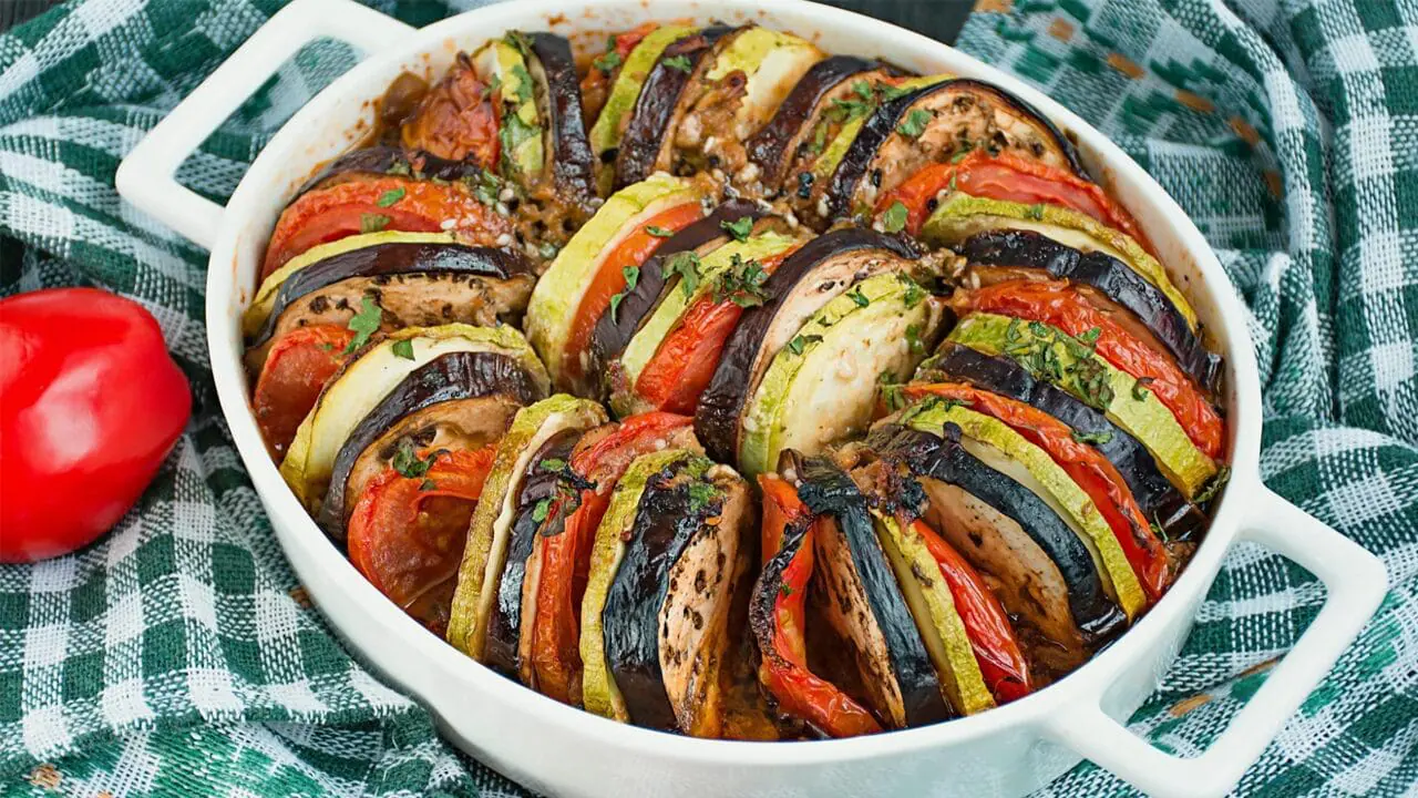 Ratatouille in a round dish