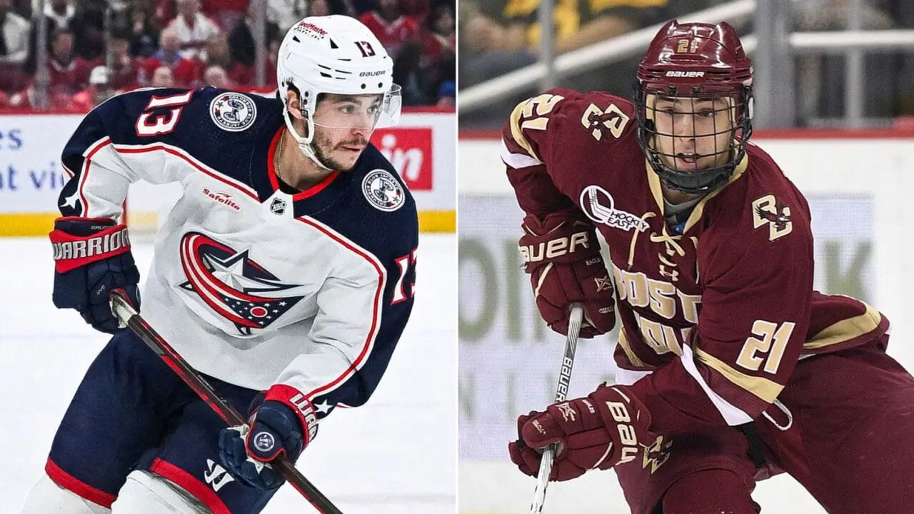 Hockey players Johhny Gaudreau, left, and his brother Matthew Gaudreau, were both killed the night before their youngest sister's wedding in a cycling accident. (Provided Photo/Reuters/Getty Images via CNN Newsource)