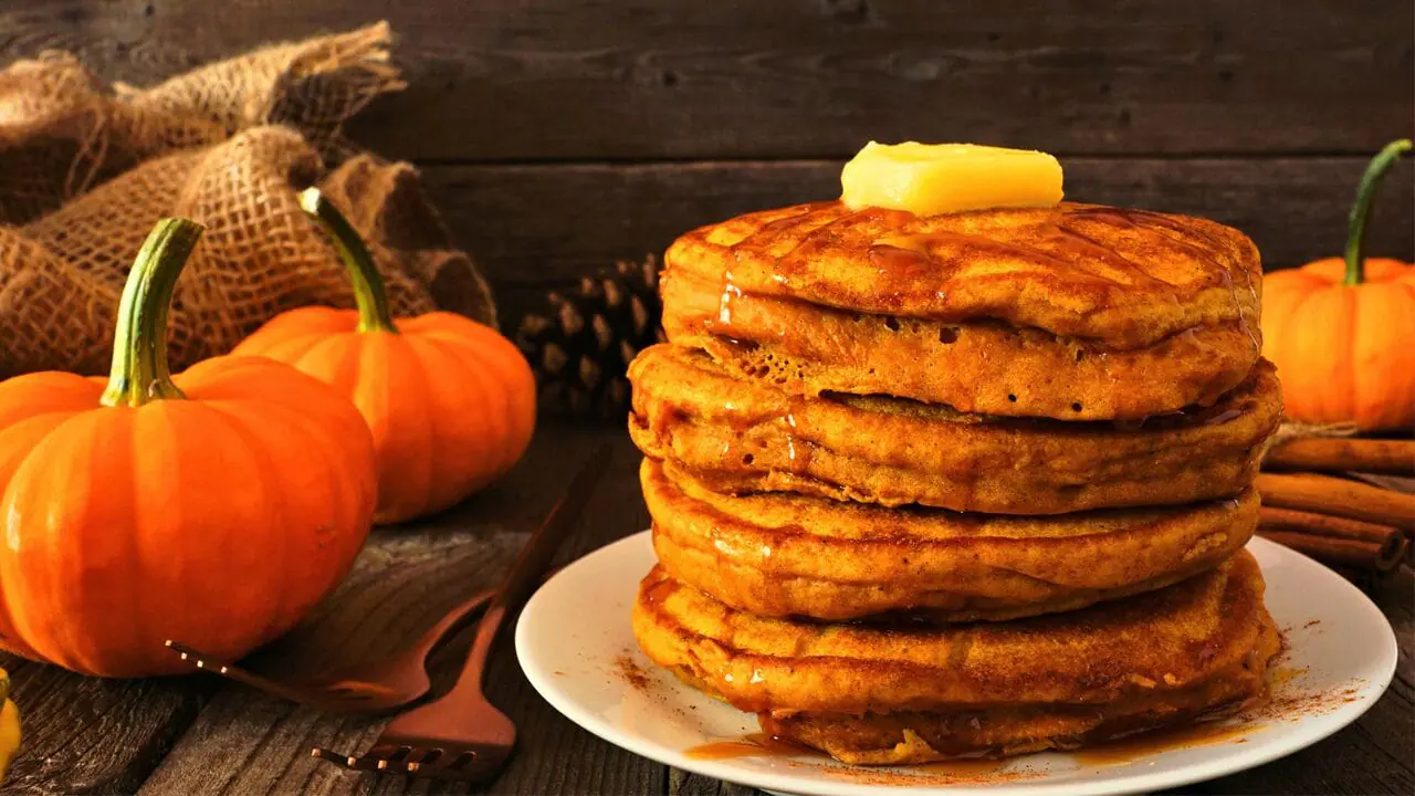 pumpkin pancakes plated