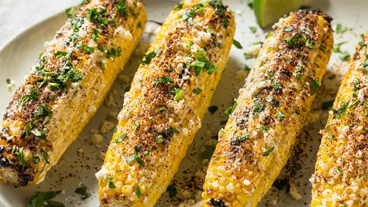 elote plated and garnished