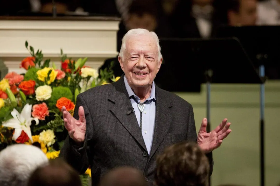 Former President Jimmy Carter teaches Sunday School class at the Maranatha Baptist Church in his hometown of Plains, Ga., Aug. 23, 2015. (AP Photo/David Goldman, File)