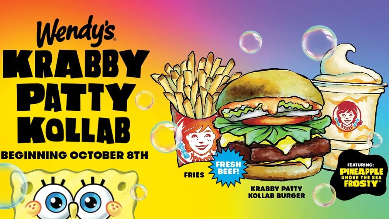 In celebration of the 25th anniversary of “SpongeBob SquarePants,” Wendy’s created the Krabby Patty Kollab meal, featuring a Pineapple Under the Sea Frosty and a Krabby Patty Kollab Burger dropping in the U.S. and Canada on Tuesday, October 8 for a limited time. (Photo by Wendy's)