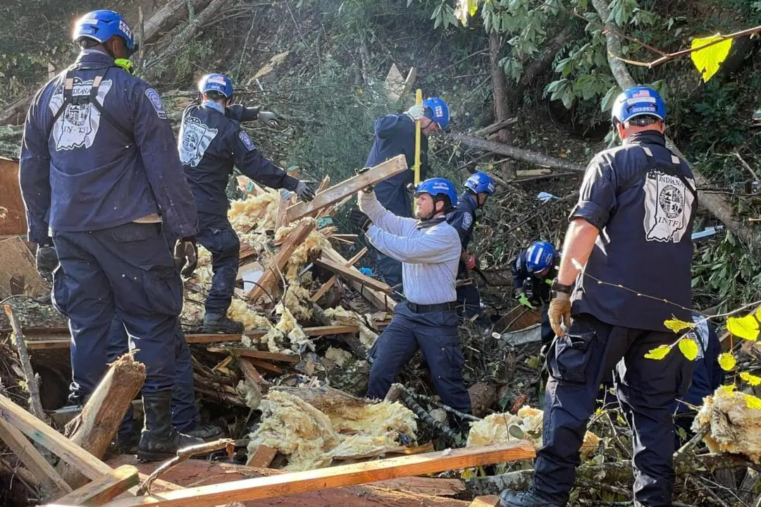 Crews from Indiana Task Force 1 help those stranded by Hurricane Helene in Western North Carolina. (Provided Photo/Indiana Task Force 1)