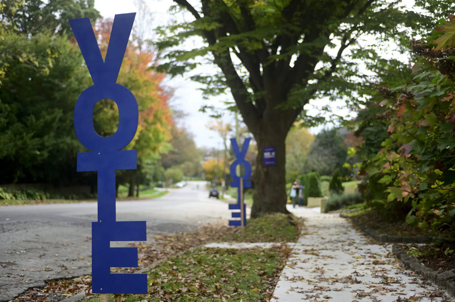 Numerous signs in support of the Biden-Harris ticket are found in the liberal Mt Airy neighborhood in Northwest Philadelphia, PA, on October 24, 2020.