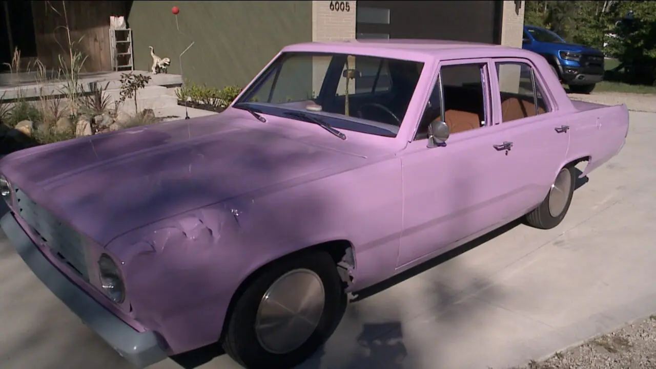 Tim Updyke, from Muskegon, Michigan, has built a custom Simpsons car. (Provided Photo/WXMI via CNN Newsource)