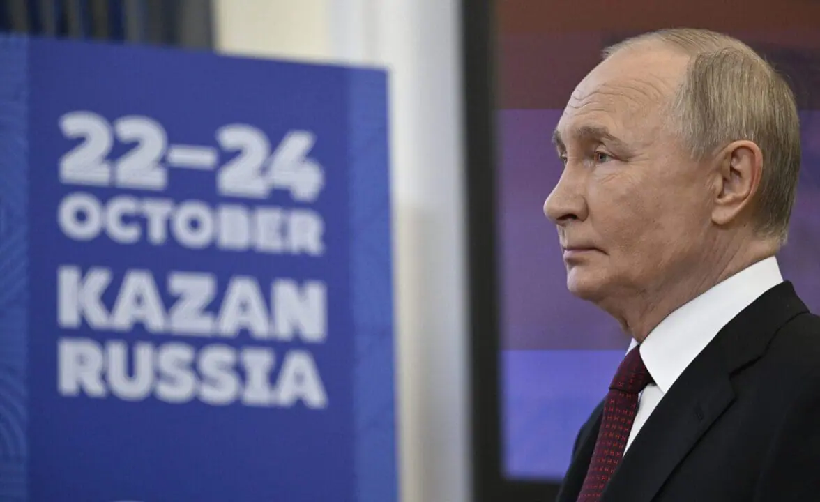 Russian President Vladimir Putin attends his meeting with President of the New Development Bank Dilma Rousseff on the sidelines of BRICS Summit at Kazan Kremlin in Kazan, Russia, Tuesday, Oct. 22, 2024. (Alexander Nemenov, Pool Photo via AP)