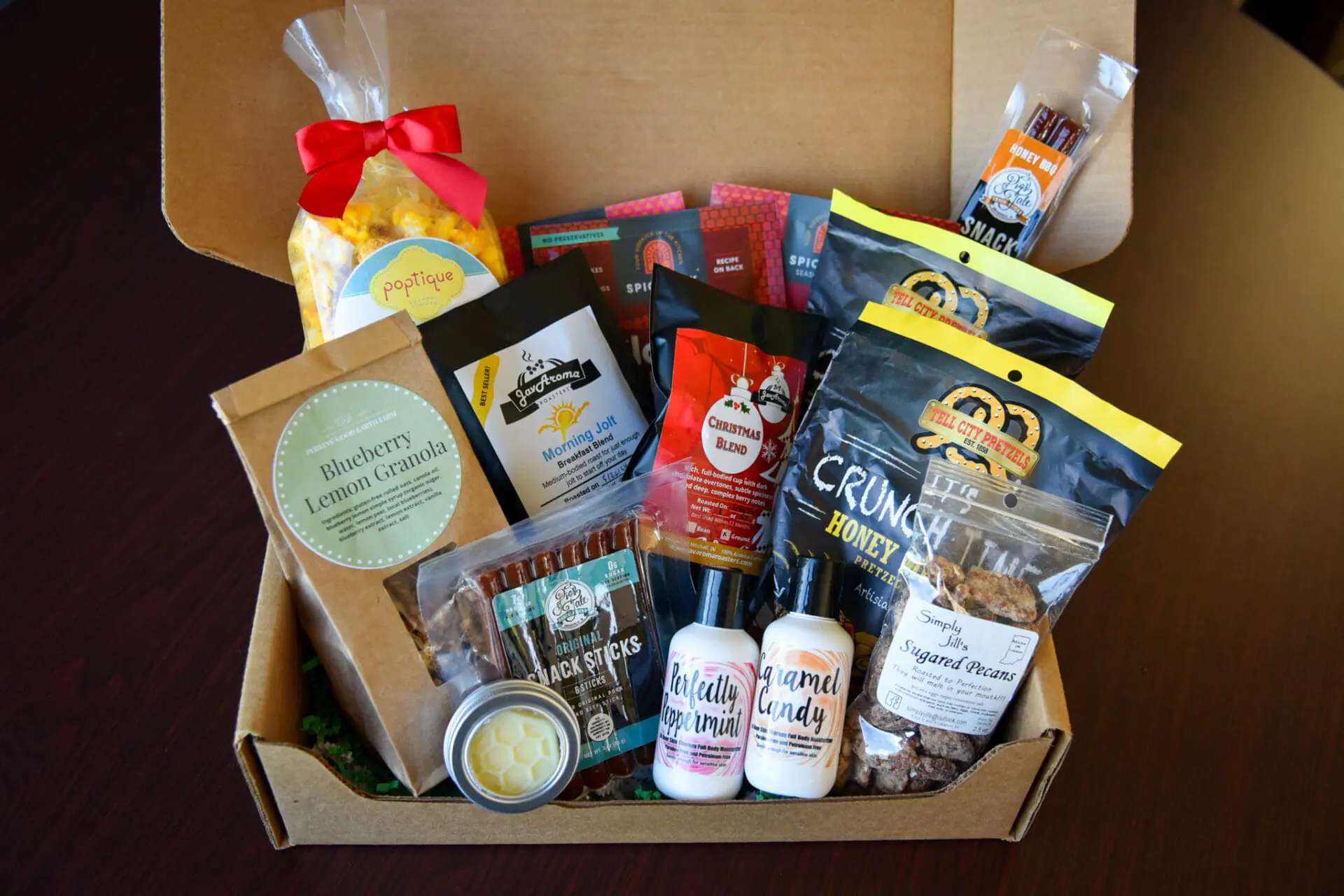 The 2024 Indiana Grown Holiday Box, which features fresh coffees, sweets, and selfcare goodies created by artisans from right here in the Hoosier State. (Provided Photo/Indiana Grown)