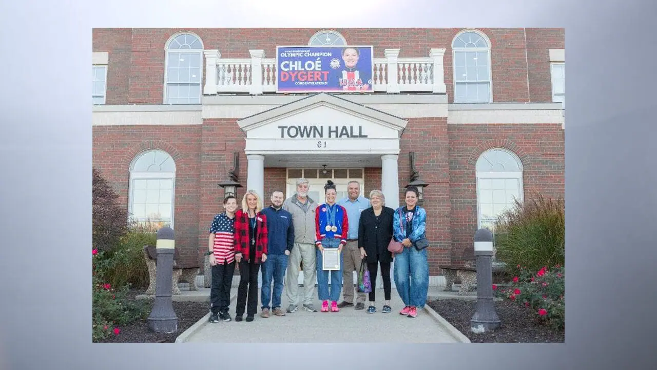 Olympic gold medalist Chloe Dygert returned to her hometown of Brownsburg earlier this month, where she was honored by the community and local leaders for her accomplishments at the 2024 Paris Olympics. (Provided Photo/Town of Brownsburg)