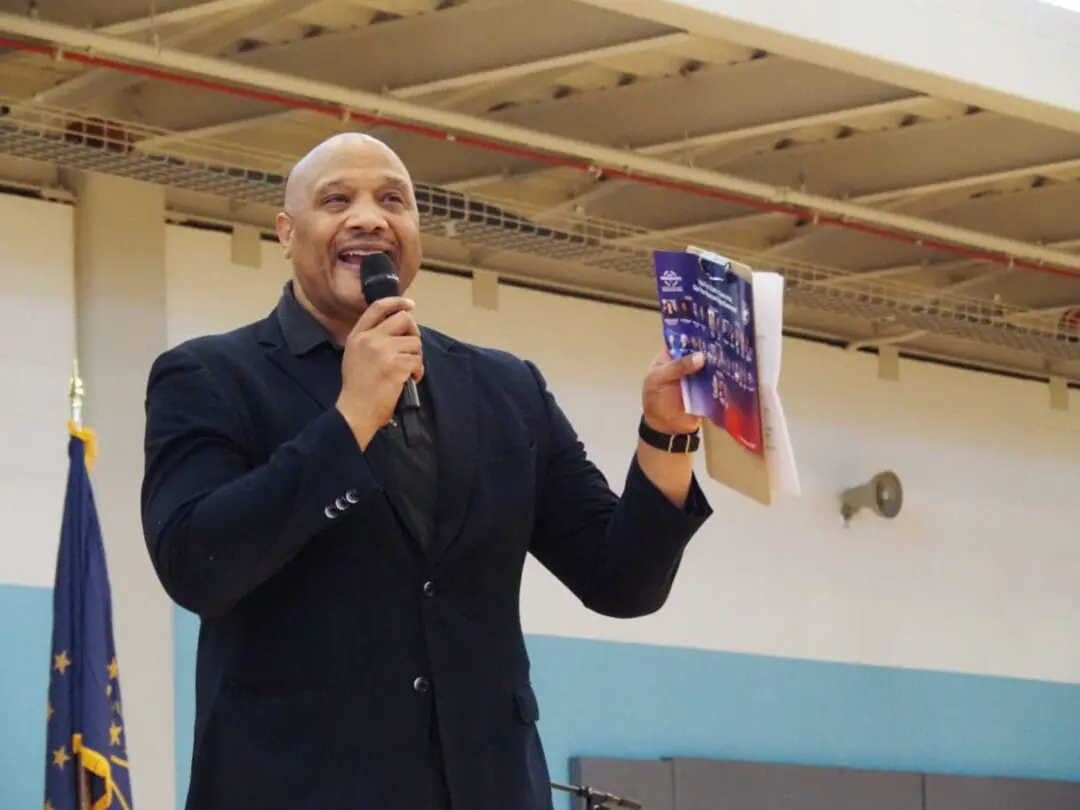 U.S. Rep. André Carson at a rally in Indianapolis on Saturday, Oct. 26, 2024. (Photo by Whitney Downard/Indiana Capital Chronicle)