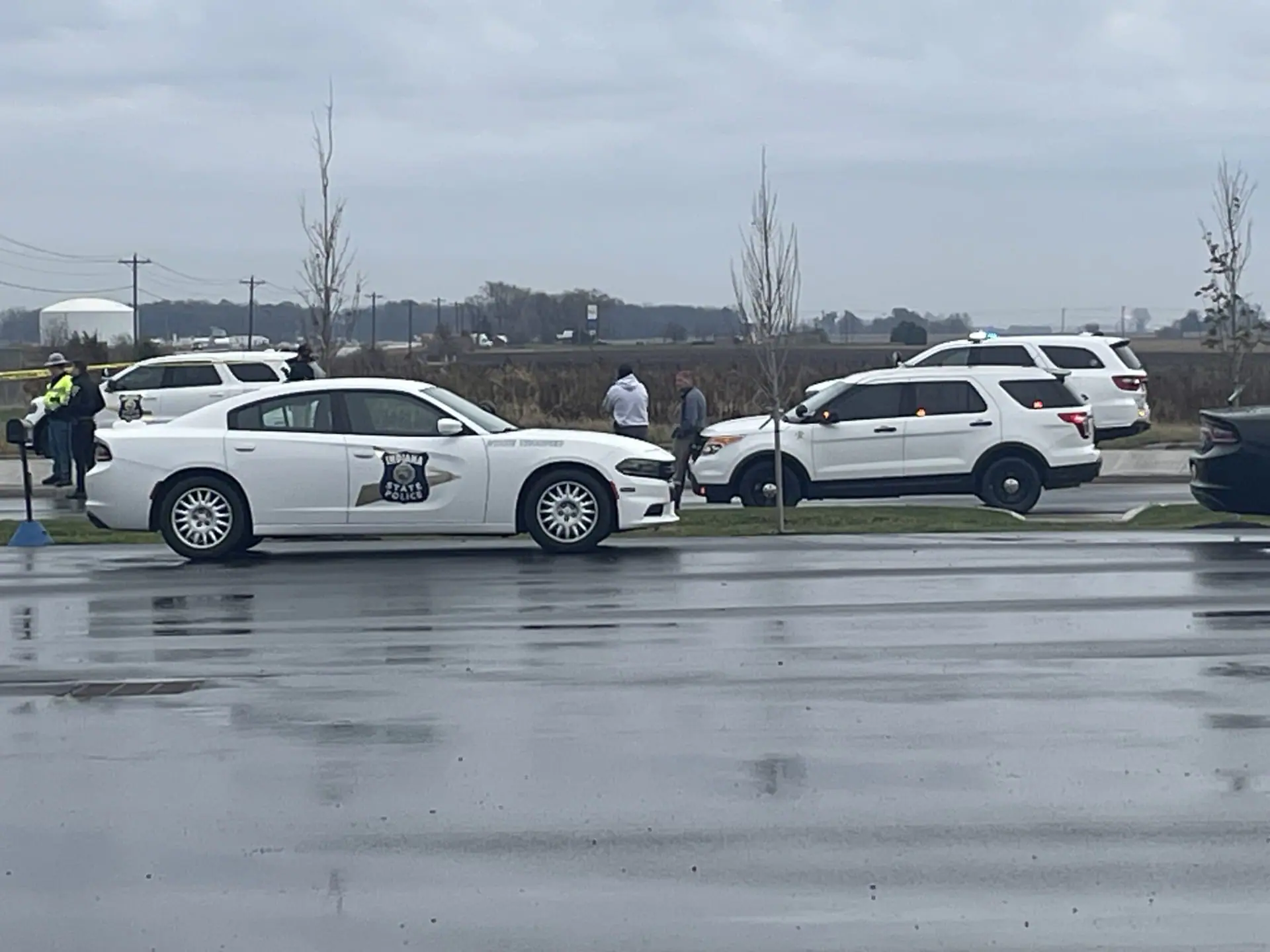 Indiana State Police on the scene of a fatal police shooting at the State Road 28 exit off I-65 on Nov. 18, 2024. (WISH Photo)