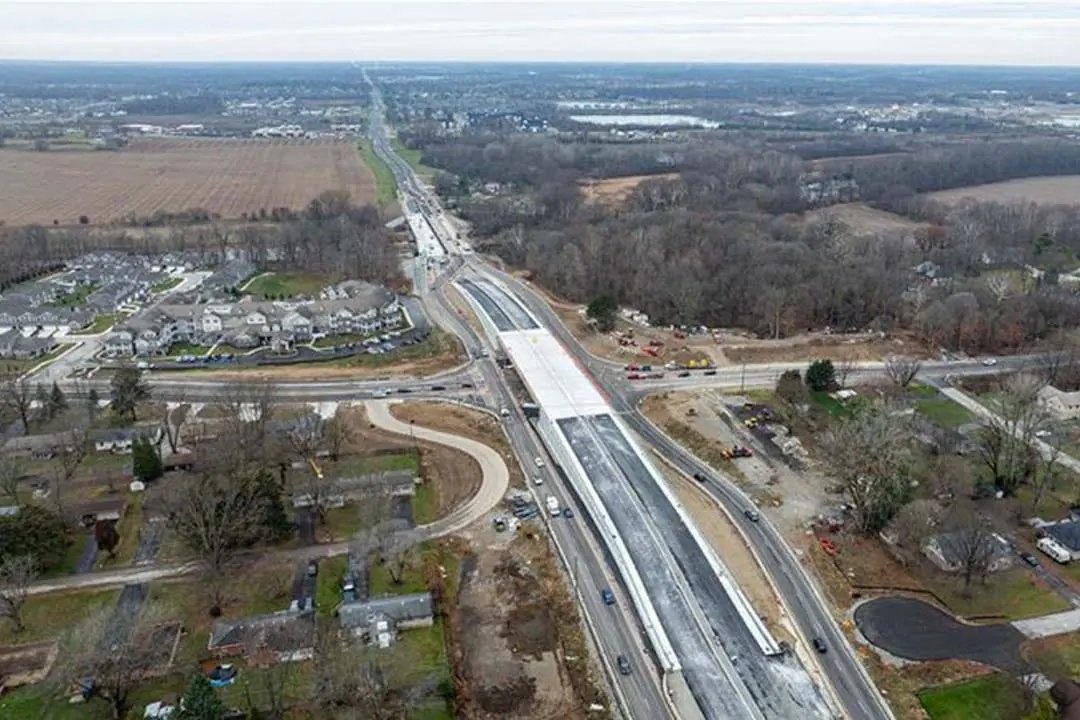 An aerial view of road construction at 146th Street and Allisonville Road. (Provided Photo/Hamilton County Highway Department)