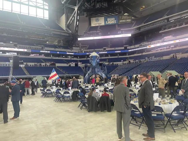 The 29th Governor’s Luncheon for Scouting is a celebration of scouting with over 2,000 local community leaders! Hosted by Governor Eric Holcomb and emceed by WISH-TV Sports Director Anthony Calhoun, the event at Lucas Oil Stadium raises funds for programs, camps, and trainings for over 16,000 youth in central Indiana. DuJuan McCoy, President, Owner and CEO of Circle City Broadcasting (parent company of WISH-TV) is a co-chair for this year’s event. Visit crossroadsbsa.org to learn more about Scouting in central Indiana. (WISH Photo/Al Carl)