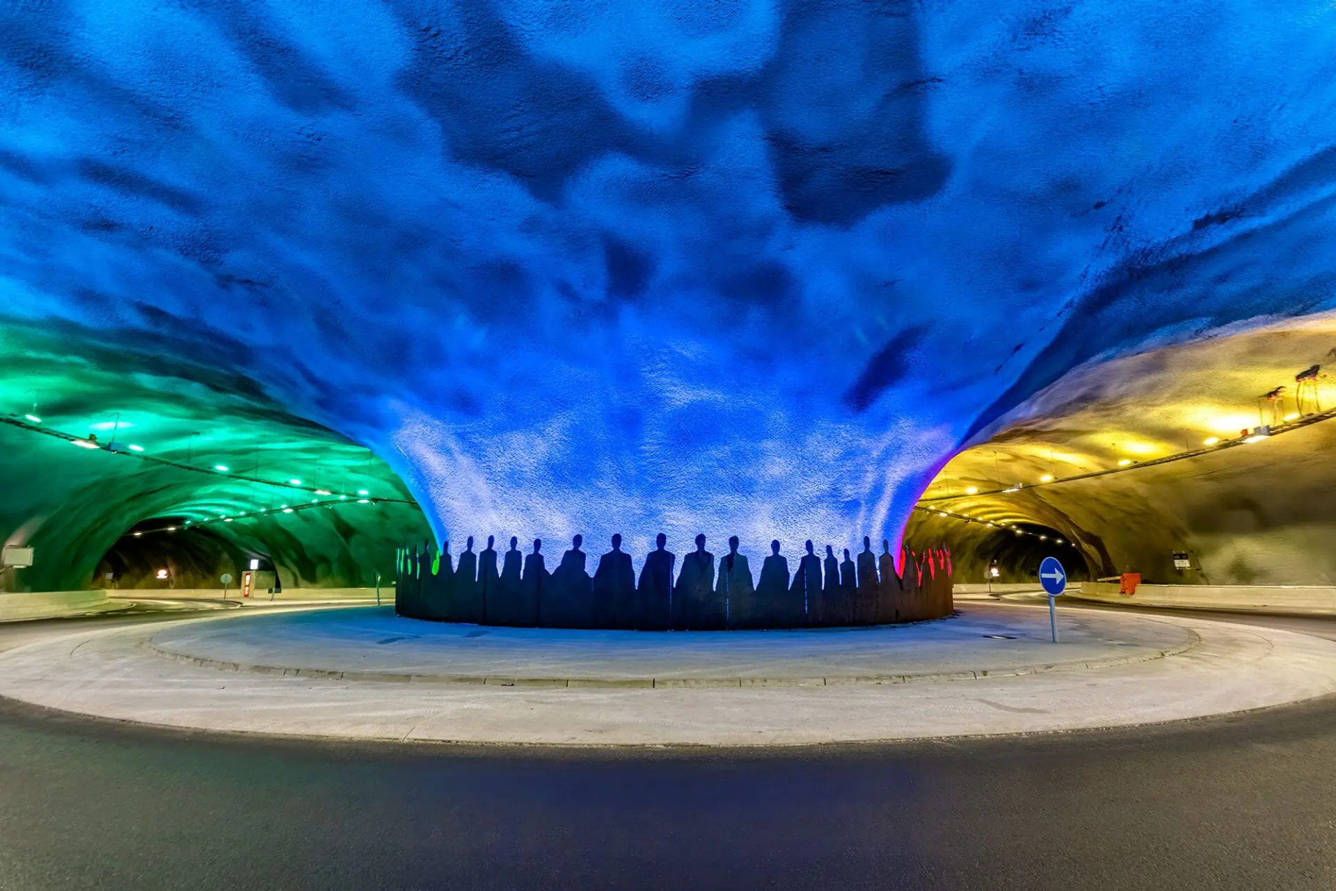 Eysturoy Tunnel features an eye-catching undersea roundabout. Many drivers make several turns around it to experience the installation by Faroese artist Tróndur Patursson. (Provided Photo/Olavur Frederiksen/Visit Faroe Islands via CNN Newsource)