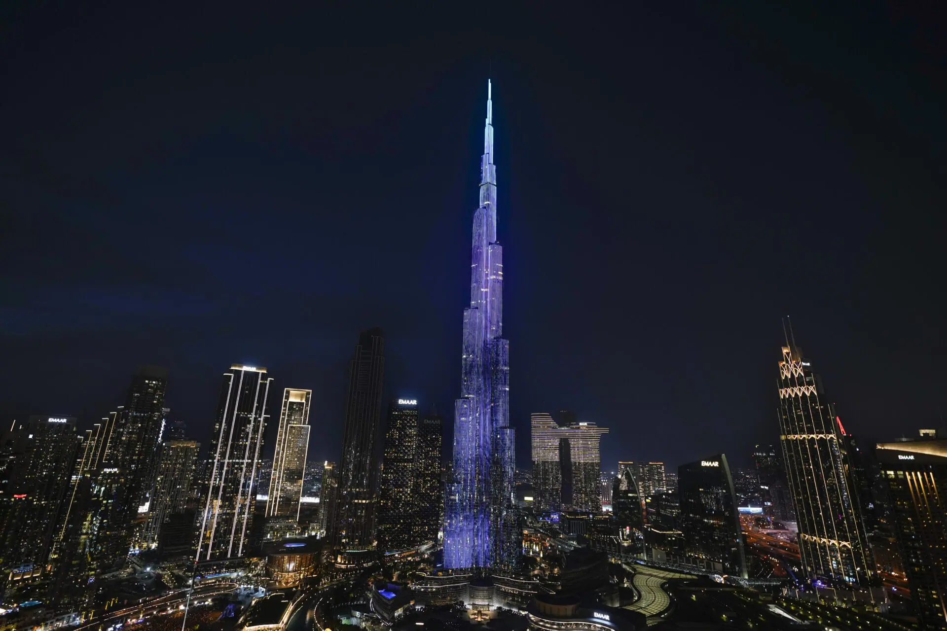 Lights illuminate Burj Khalifa, the world's tallest building, ahead of New Year's Eve celebration, in Dubai, United Arab Emirates, Tuesday, Dec. 31, 2024. (AP Photo/Altaf Qadri)