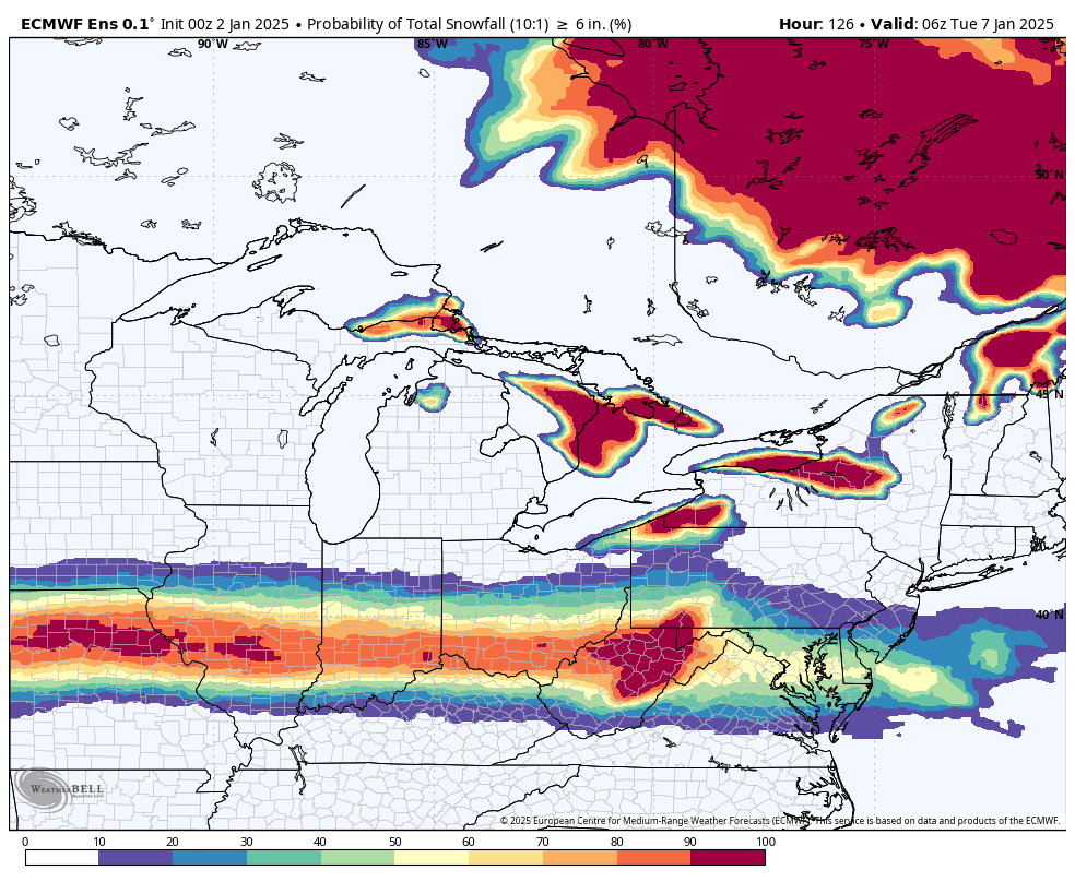 Potential snowfall