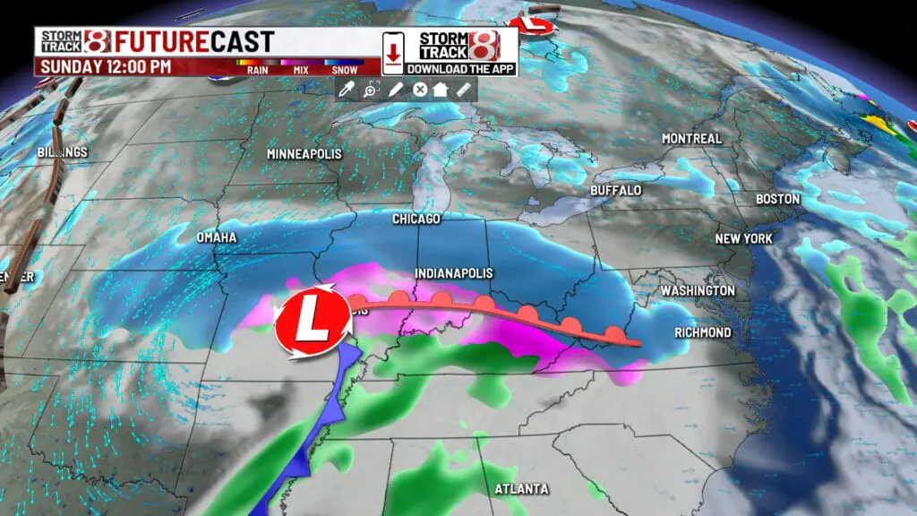 Cold weekend with a winter storm for Sunday Jan 3, 2025